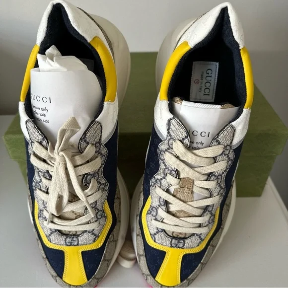 NIB Gucci MENS GG Supreme Rhyton Canvas Sneakers UK 11 - Picture 6 of 8
